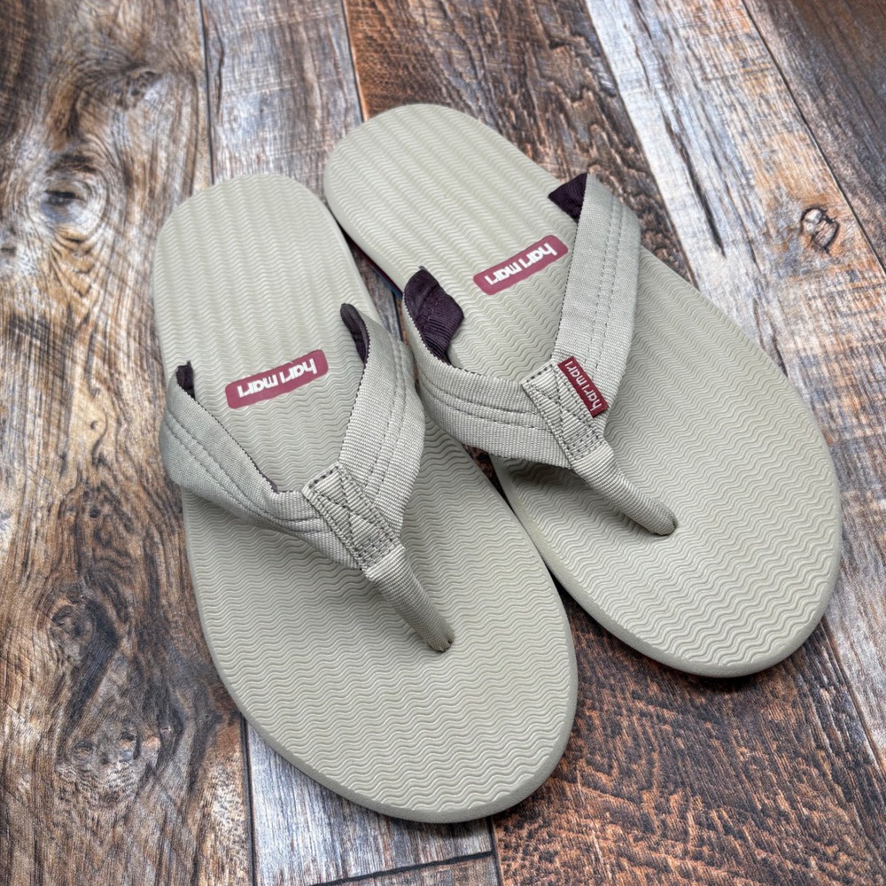 Hari Mari Eleven Mens 11 Flip Flop Sandals Tan Khaki Fabric Strap Comfort Shoes